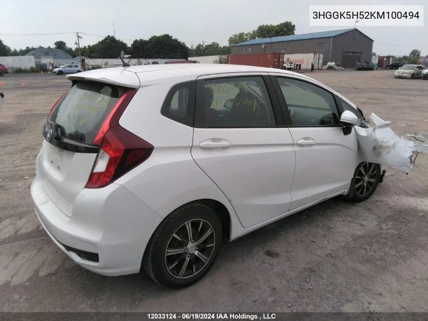 2019 Honda Fit Lx VIN: 3HGGK5H52KM100494 Lot: 12033124