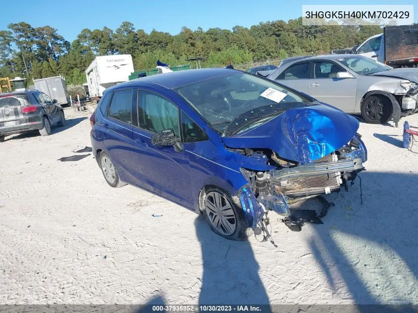 2019 Honda Fit Lx VIN: 3HGGK5H40KM702429 Lot: 37935952