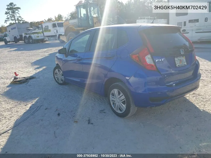 2019 Honda Fit Lx VIN: 3HGGK5H40KM702429 Lot: 37935952