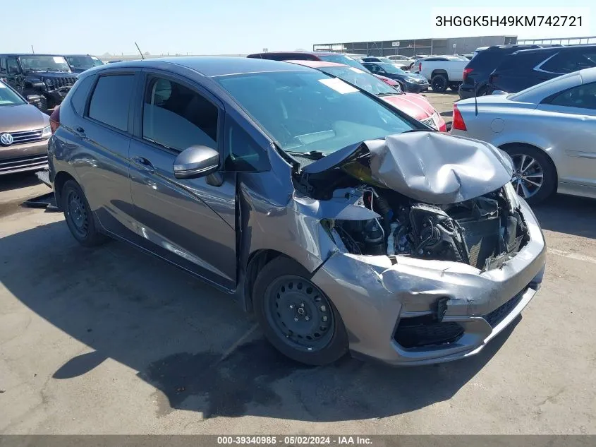 3HGGK5H49KM742721 2019 Honda Fit Lx