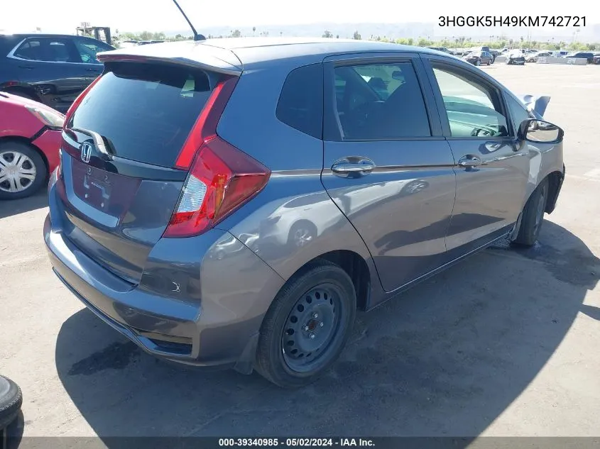 3HGGK5H49KM742721 2019 Honda Fit Lx