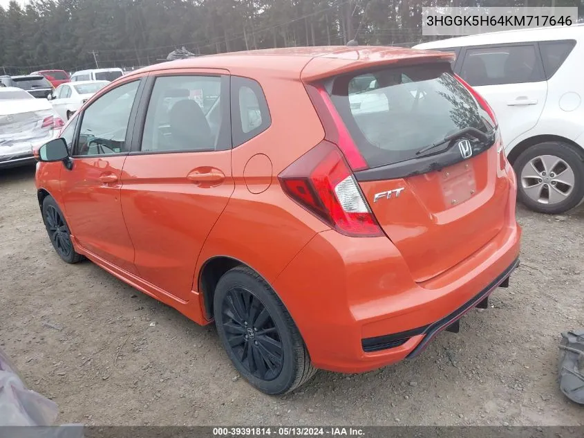 2019 Honda Fit Sport VIN: 3HGGK5H64KM717646 Lot: 39391814