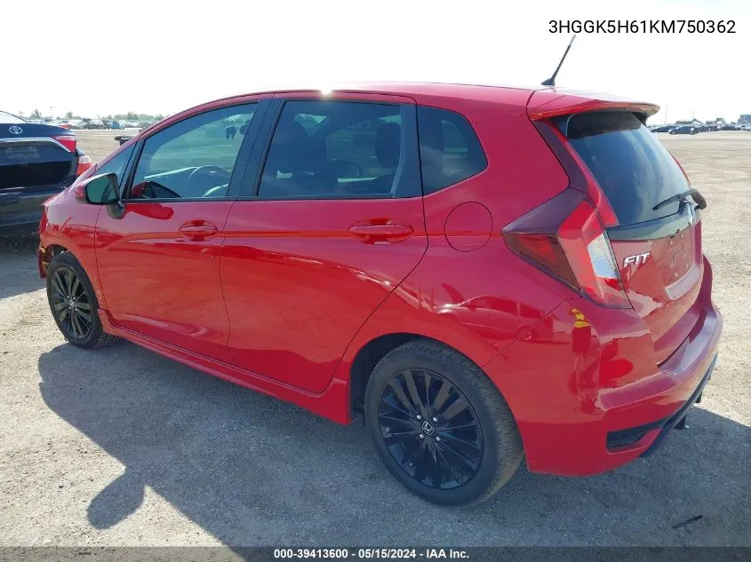 2019 Honda Fit Sport VIN: 3HGGK5H61KM750362 Lot: 39413600