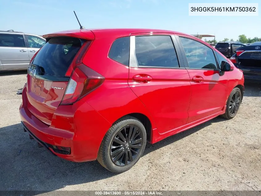 2019 Honda Fit Sport VIN: 3HGGK5H61KM750362 Lot: 39413600