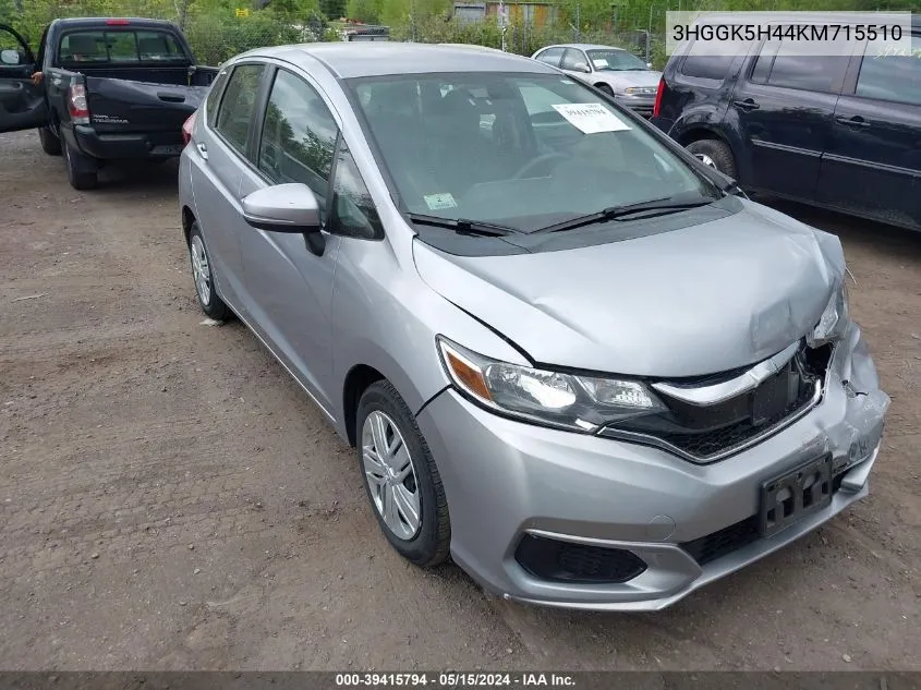 2019 Honda Fit Lx VIN: 3HGGK5H44KM715510 Lot: 39415794