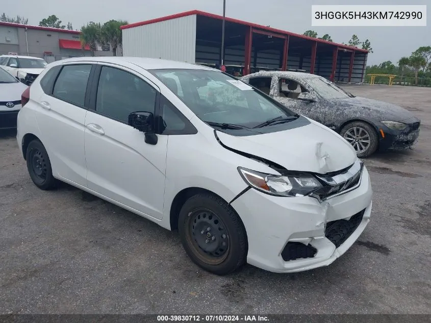 3HGGK5H43KM742990 2019 Honda Fit Lx