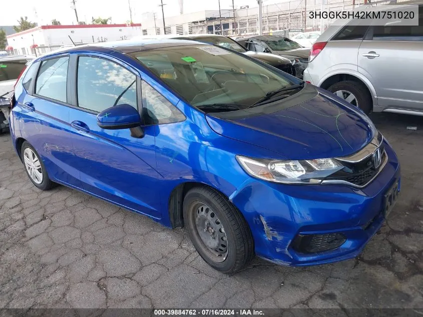 3HGGK5H42KM751020 2019 Honda Fit Lx