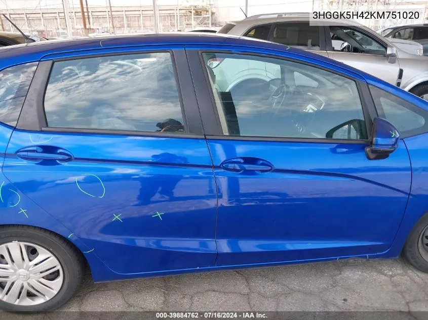 3HGGK5H42KM751020 2019 Honda Fit Lx