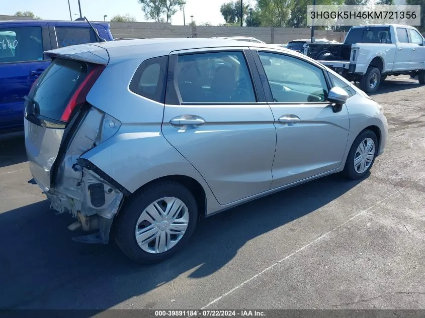 2019 Honda Fit Lx VIN: 3HGGK5H46KM721356 Lot: 39891184