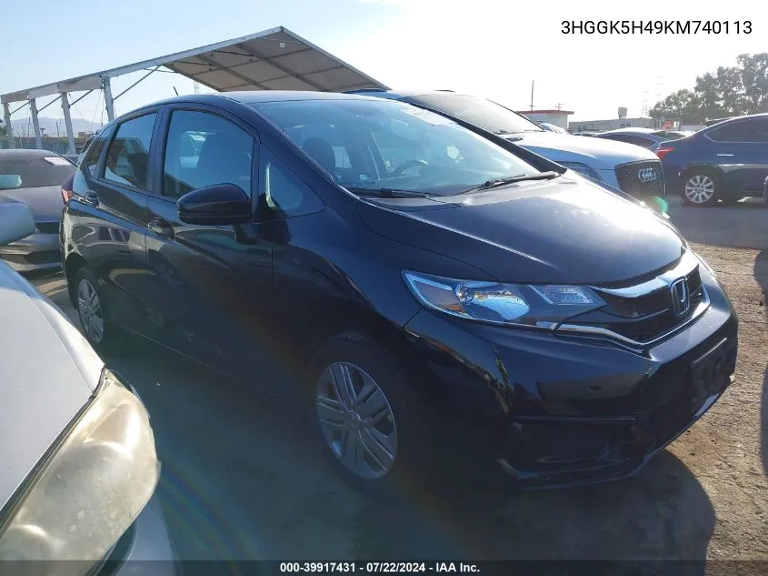 2019 Honda Fit Lx VIN: 3HGGK5H49KM740113 Lot: 39917431