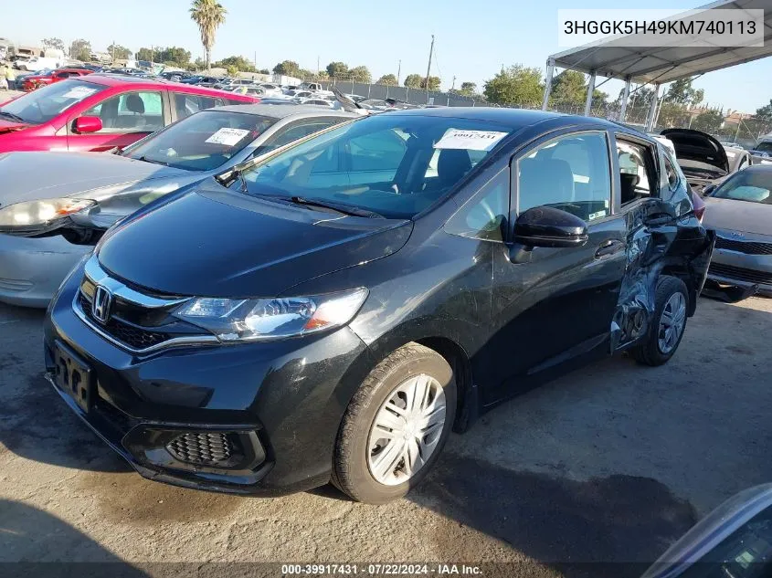 2019 Honda Fit Lx VIN: 3HGGK5H49KM740113 Lot: 39917431