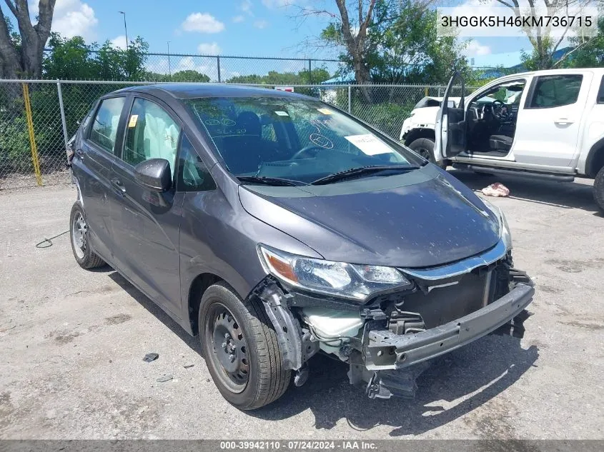 2019 Honda Fit Lx VIN: 3HGGK5H46KM736715 Lot: 39942110