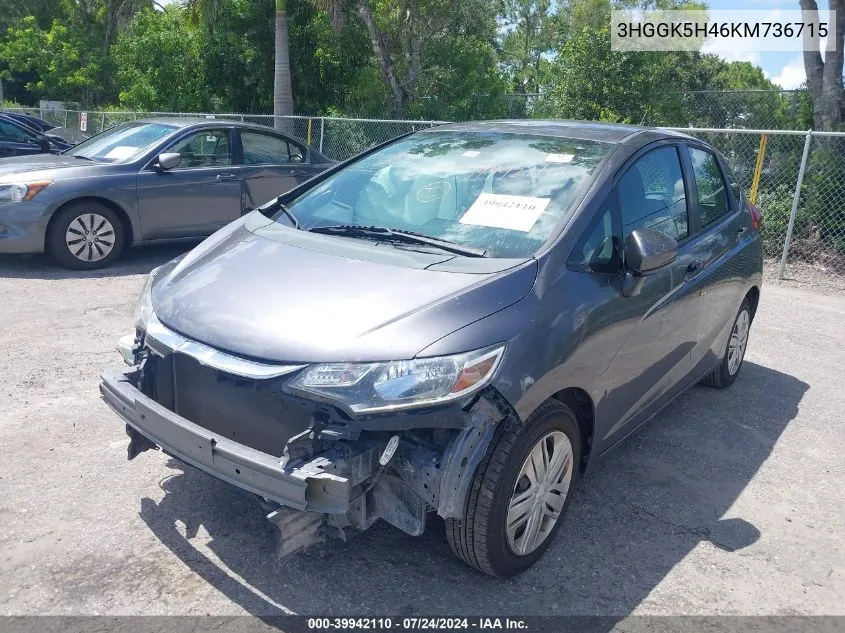 2019 Honda Fit Lx VIN: 3HGGK5H46KM736715 Lot: 39942110