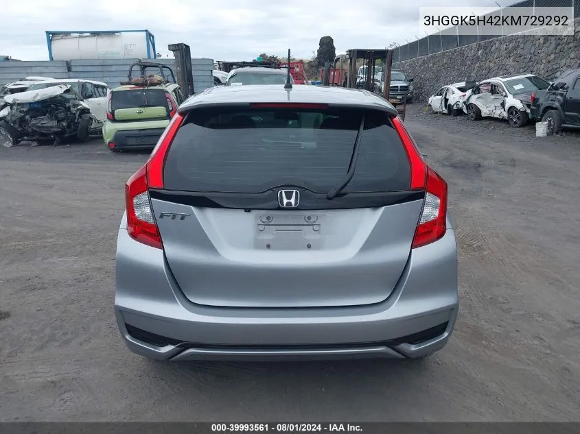 3HGGK5H42KM729292 2019 Honda Fit Lx