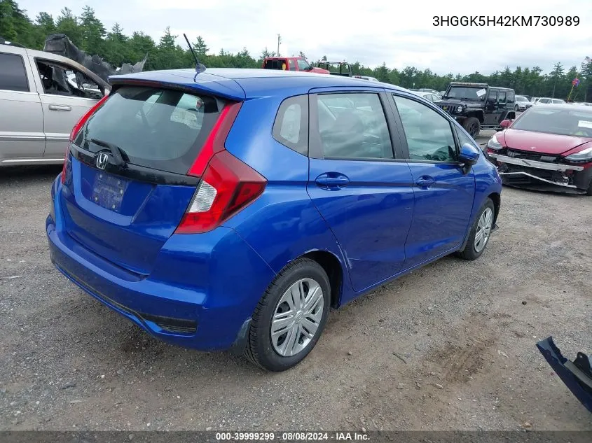 2019 Honda Fit Lx VIN: 3HGGK5H42KM730989 Lot: 39999299