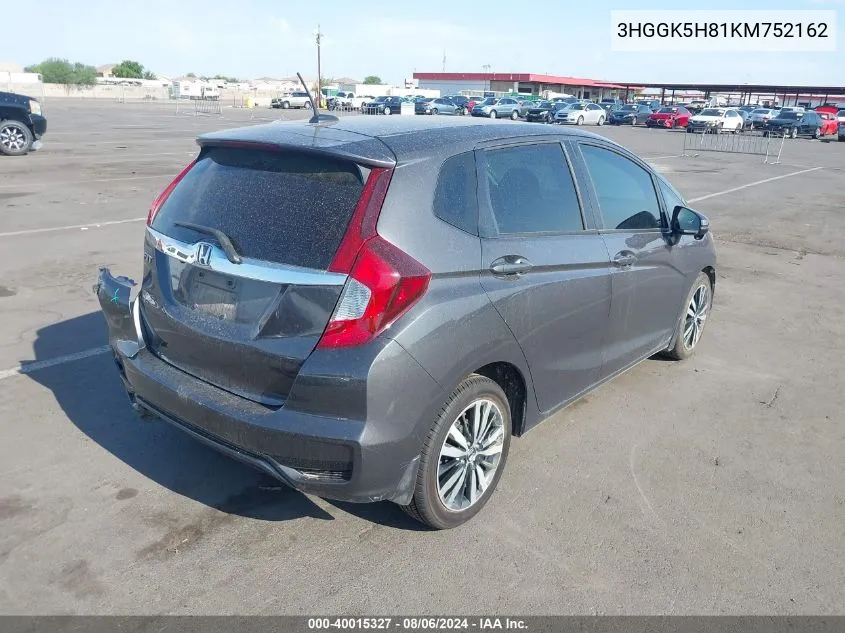 2019 Honda Fit Ex VIN: 3HGGK5H81KM752162 Lot: 40015327