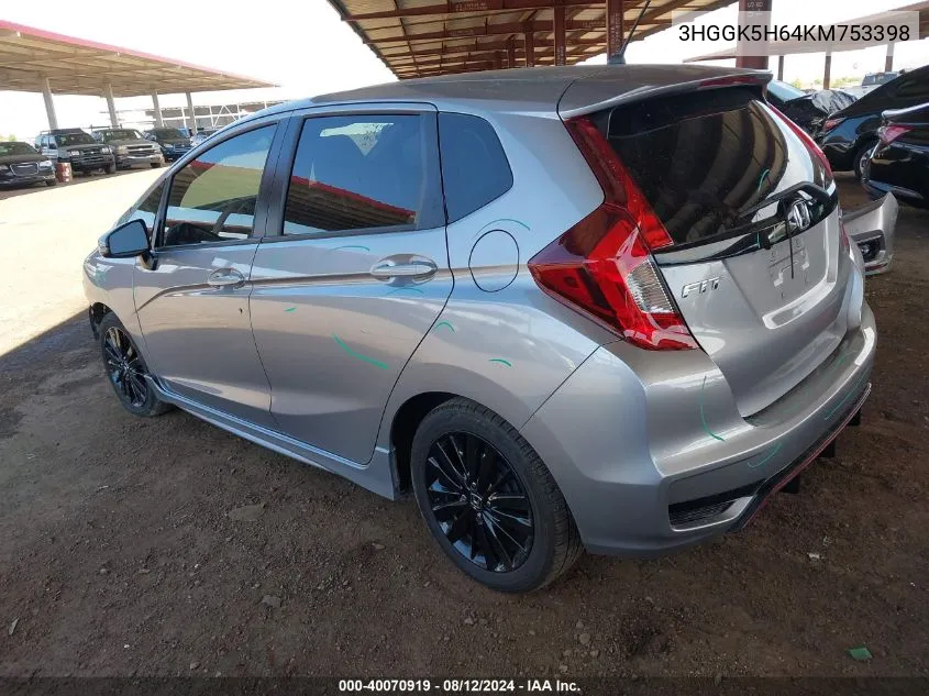 3HGGK5H64KM753398 2019 Honda Fit Sport