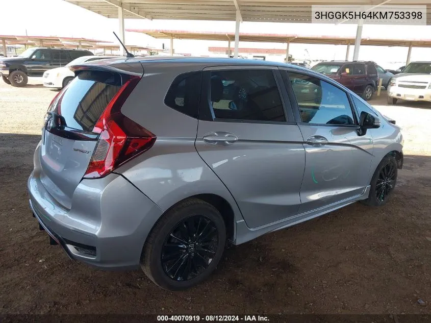 3HGGK5H64KM753398 2019 Honda Fit Sport