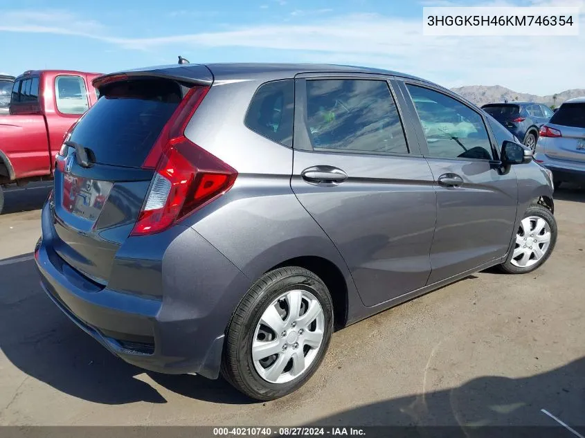 2019 Honda Fit Lx VIN: 3HGGK5H46KM746354 Lot: 40210740