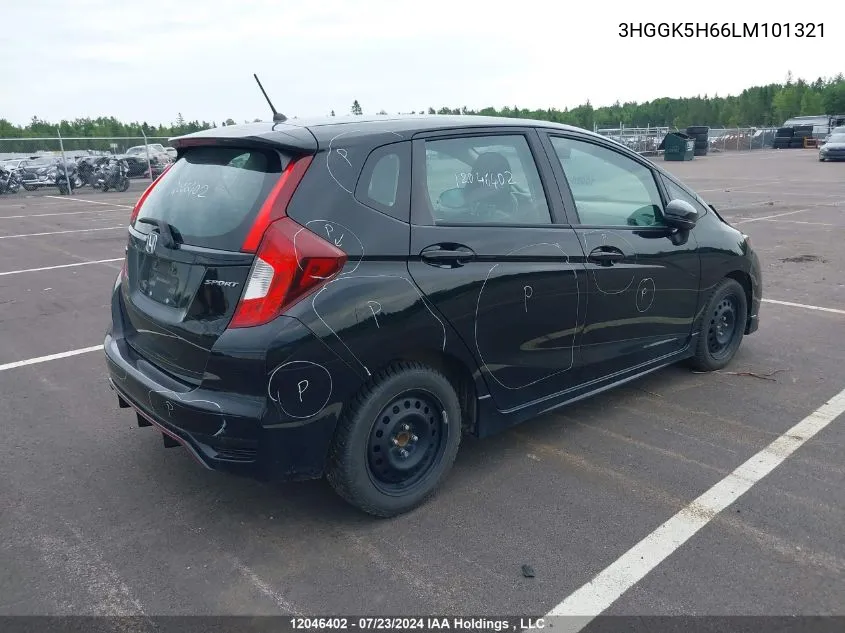 2020 Honda Fit VIN: 3HGGK5H66LM101321 Lot: 12046402