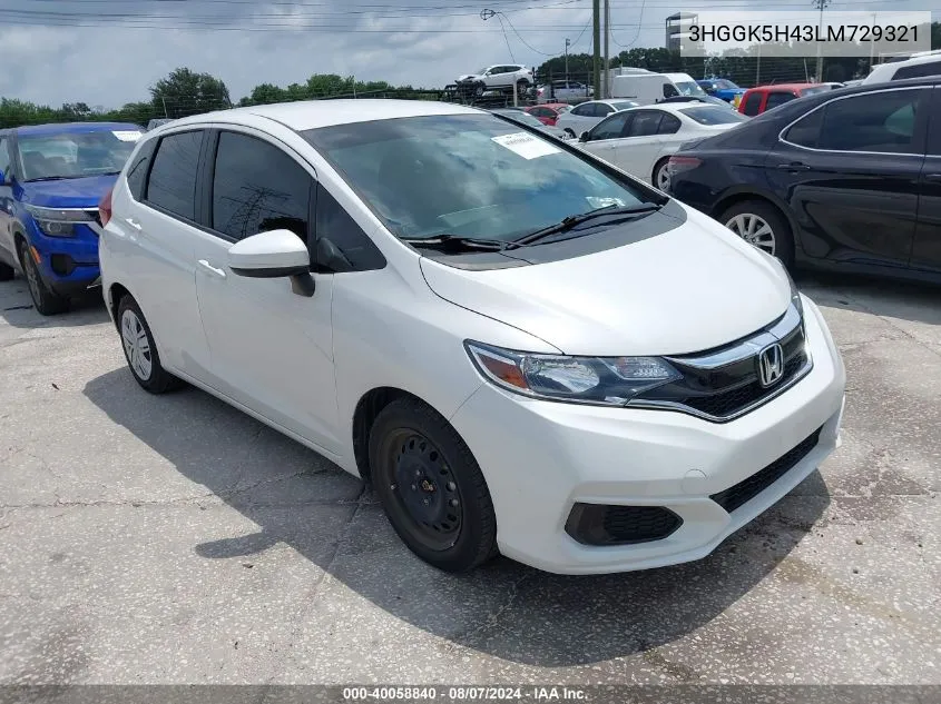 2020 Honda Fit Lx VIN: 3HGGK5H43LM729321 Lot: 40058840