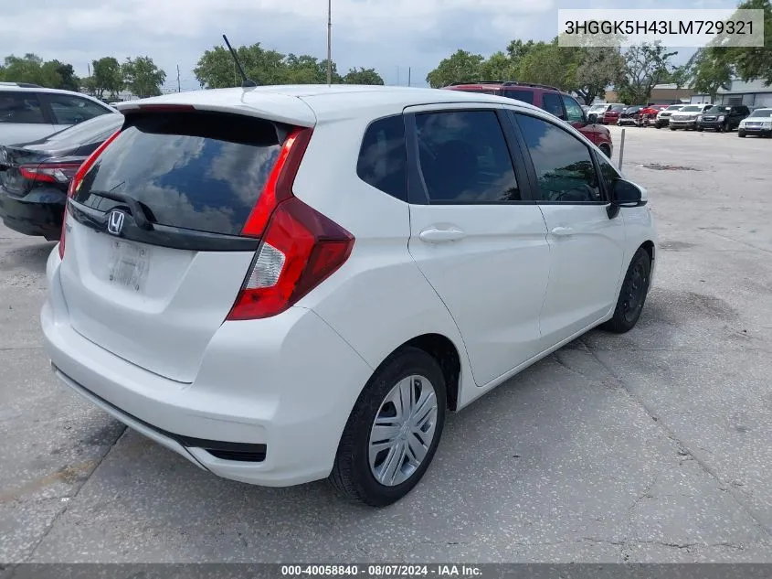 3HGGK5H43LM729321 2020 Honda Fit Lx