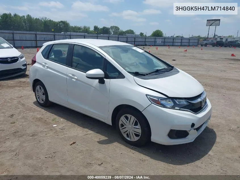 2020 Honda Fit Lx VIN: 3HGGK5H47LM714840 Lot: 40059239