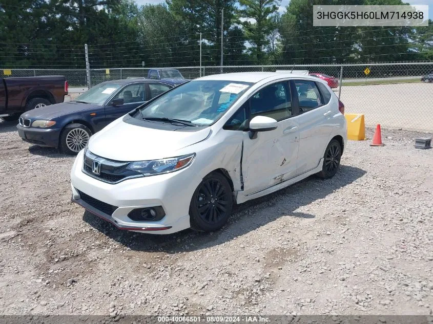 2020 Honda Fit Sport VIN: 3HGGK5H60LM714938 Lot: 40066501