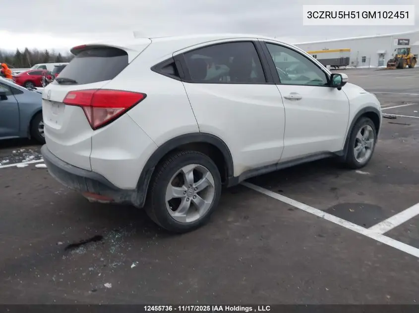 3CZRU5H51GM102451 2016 Honda Hr-V Ex