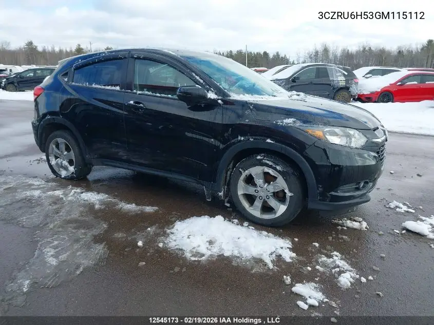 3CZRU6H53GM115112 2016 Honda Hr-V Ex