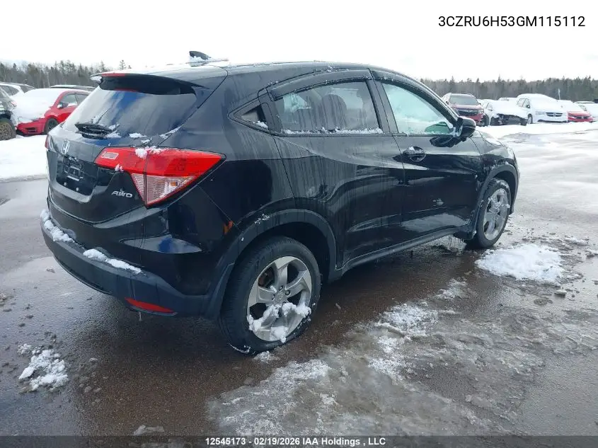 3CZRU6H53GM115112 2016 Honda Hr-V Ex