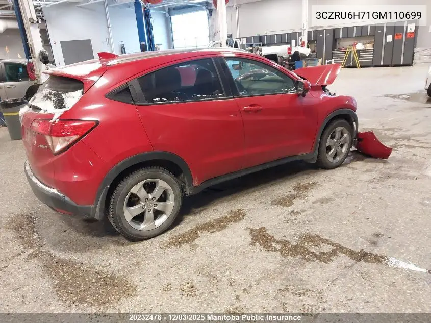 3CZRU6H71GM110699 2016 Honda Hr-V Ex-L