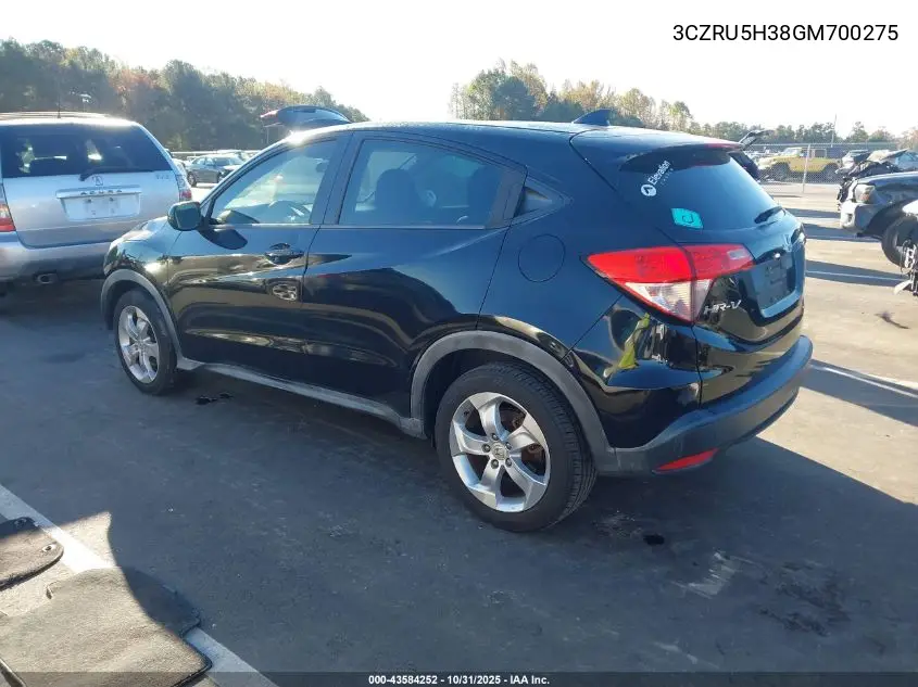 3CZRU5H38GM700275 2016 Honda Hr-V Lx