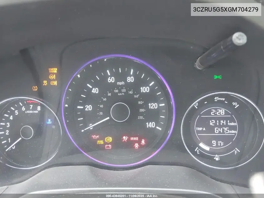 3CZRU5G5XGM704279 2016 Honda Hr-V Ex