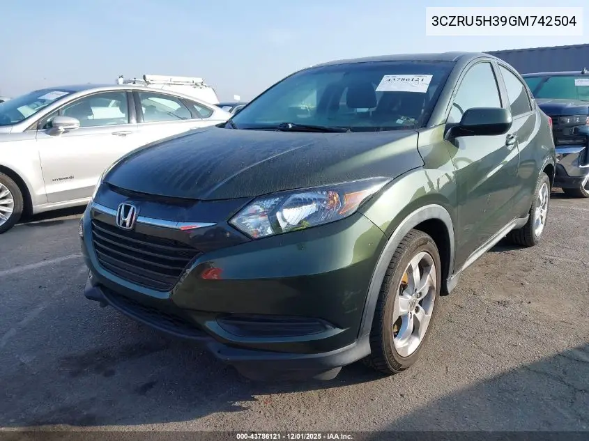 3CZRU5H39GM742504 2016 Honda Hr-V Lx