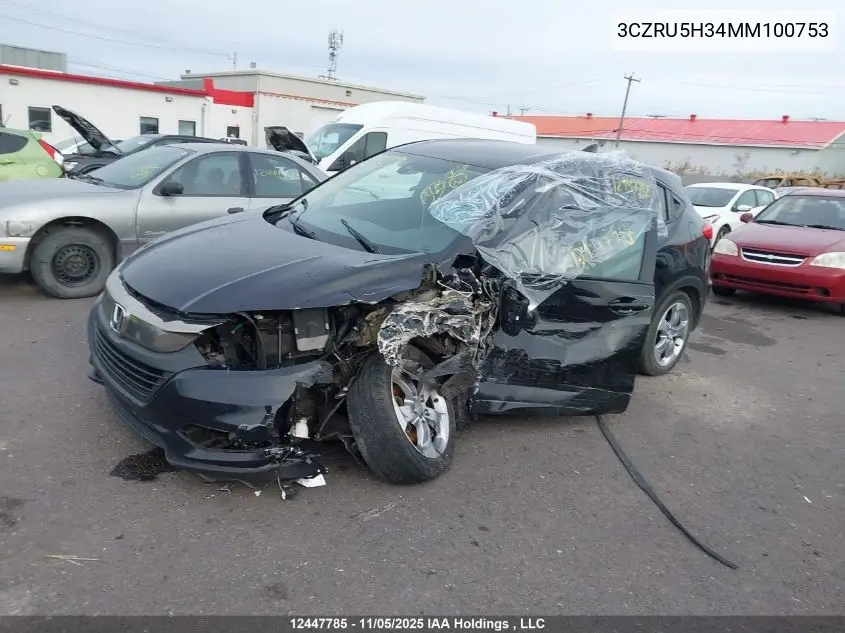 3CZRU5H34MM100753 2021 Honda Hr-V Lx