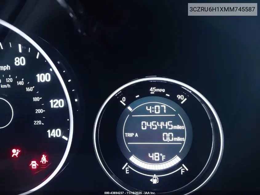 3CZRU6H1XMM745587 2021 Honda Hr-V Awd Sport