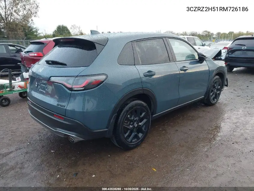 3CZRZ2H51RM726186 2024 Honda Hr-V Awd Sport/Awd Sport W/O Bsi