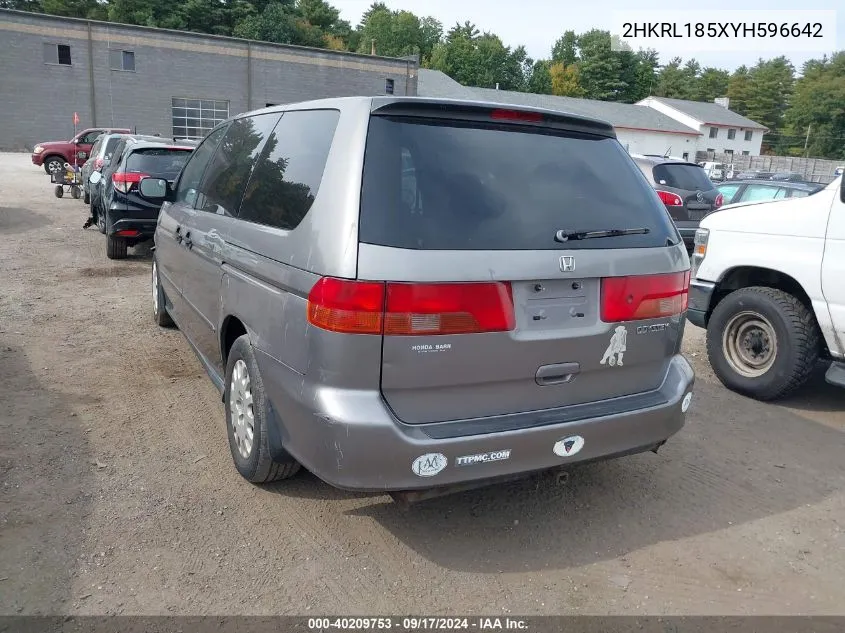 2000 Honda Odyssey Lx VIN: 2HKRL185XYH596642 Lot: 40209753