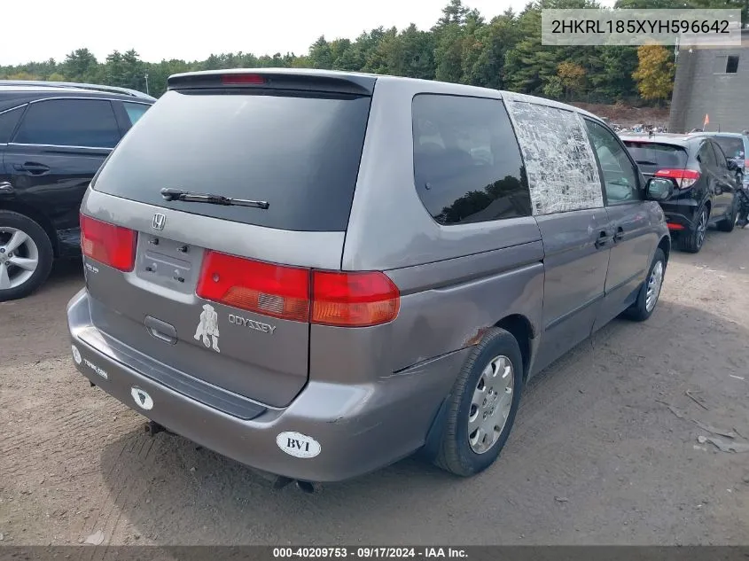 2000 Honda Odyssey Lx VIN: 2HKRL185XYH596642 Lot: 40209753