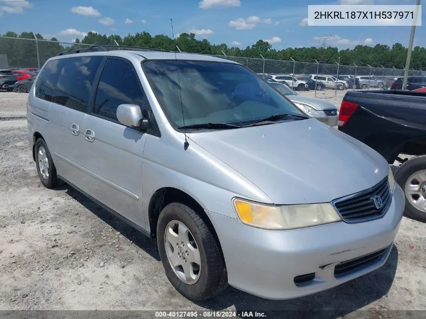 2001 Honda Odyssey Ex VIN: 2HKRL187X1H537971 Lot: 40127495