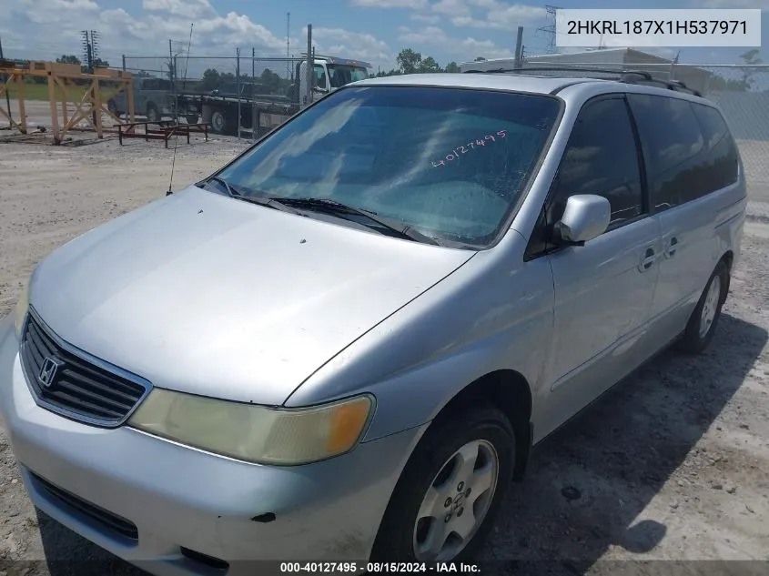 2001 Honda Odyssey Ex VIN: 2HKRL187X1H537971 Lot: 40127495