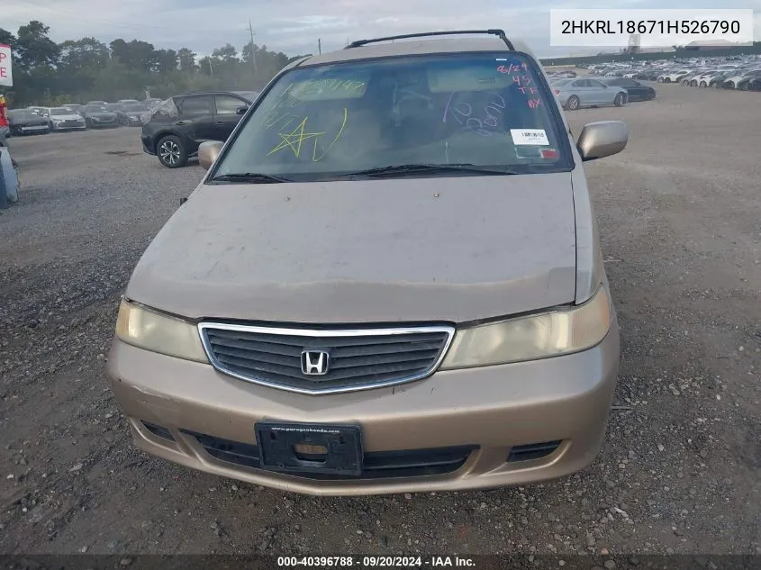 2001 Honda Odyssey Ex VIN: 2HKRL18671H526790 Lot: 40396788