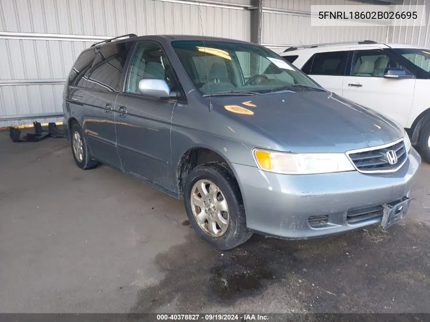 2002 Honda Odyssey Ex VIN: 5FNRL18602B026695 Lot: 40378827