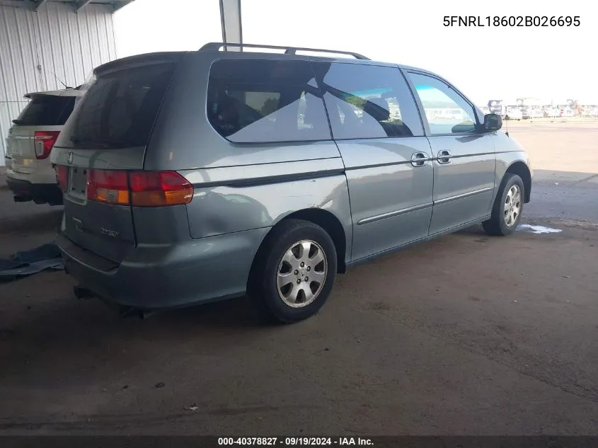 2002 Honda Odyssey Ex VIN: 5FNRL18602B026695 Lot: 40378827