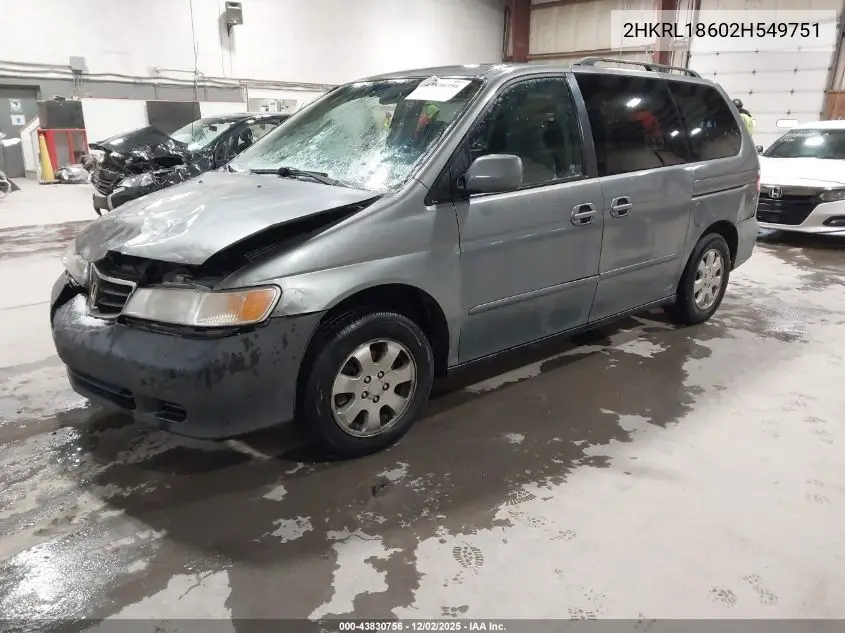 2HKRL18602H549751 2002 Honda Odyssey Ex