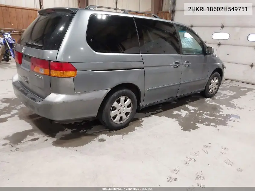 2HKRL18602H549751 2002 Honda Odyssey Ex