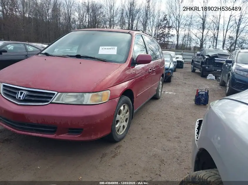 2HKRL18902H536489 2002 Honda Odyssey Ex-L