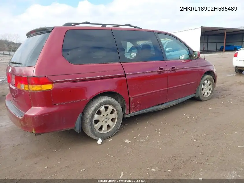 2HKRL18902H536489 2002 Honda Odyssey Ex-L