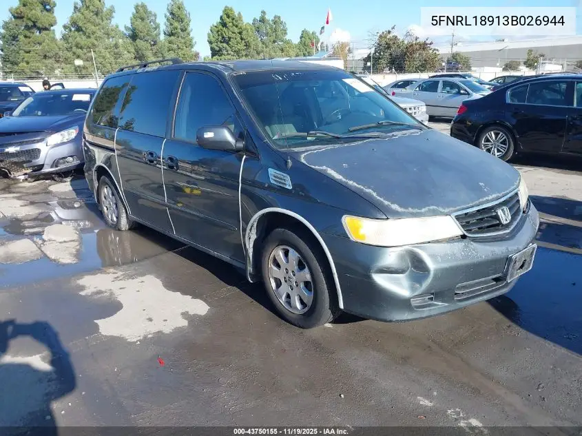 5FNRL18913B026944 2003 Honda Odyssey Ex-L